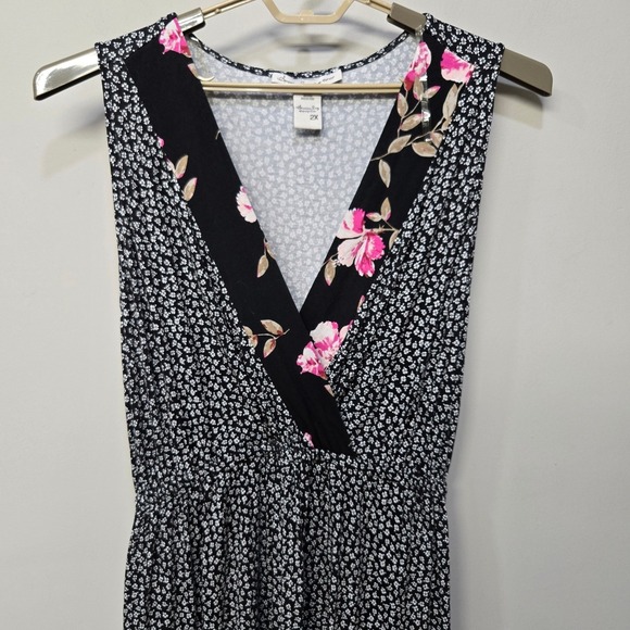American Rag Midi Dress Plus‎ Size 2X Black Floral Boho Romantic Fairy Festival - Picture 5 of 7